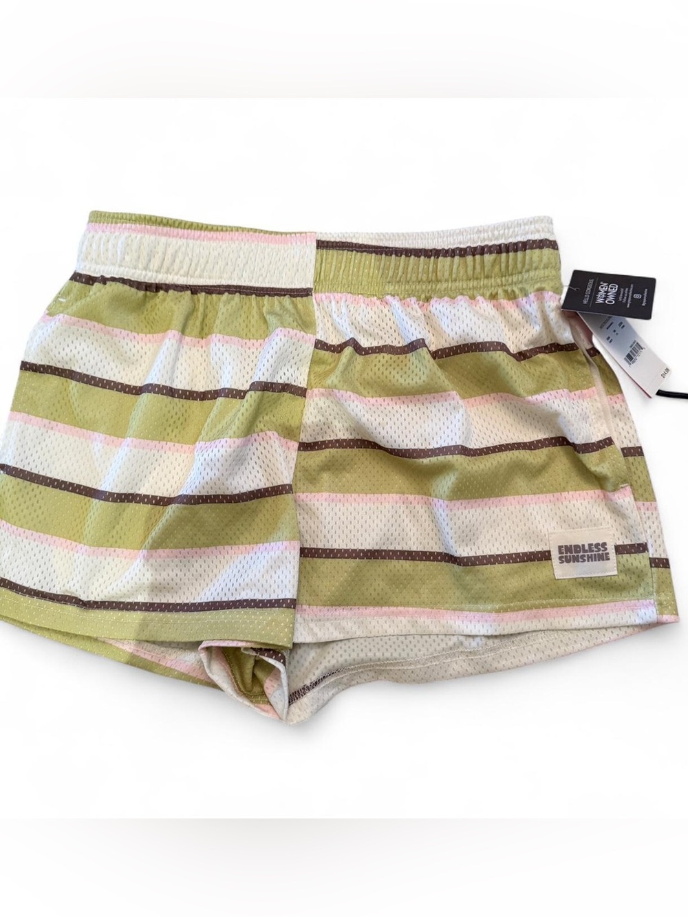 Grayson Threads Olive, Pink & Cream Striped Athletic Shorts